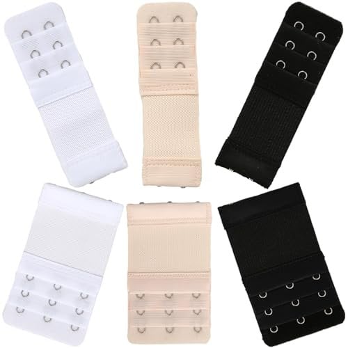 NUTTDOO Bra Strap Extenders, Women Elastic Extensions Bra Extender Set, 6 Piece,Skin,White,Black
