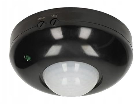 Motion Sensor 360 Degree Surface Black PIR Occupancy Detector 6m Range Light Switch IP20 Indoor Ceiling Mounted LED Compatible Indoor
