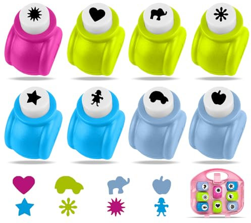 DEESOSPRO 8er Motivstanzer Kinder - Lochstanzer Set aus ABS & Zinklegierung für DIY-Handwerk, Scrapbooking, Geschenkkarten und Bastelprojekte mit Kindern