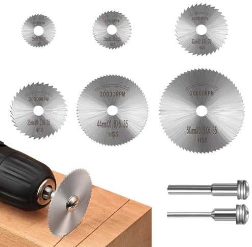 Cutting Discs for Dremel Rotary Tool - 8Pcs HSS High-Speed Steel Saw Blades with 1/8 Mandrel, Multi-Size Rotary Tool Accessories for Precise Cutting of Wood, Plastic, Metal, and Stone