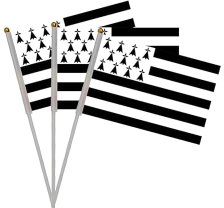 Lot de 20 drapeaux à manivelle Bretagne Mini drapeau portable