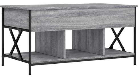 Vopese Elegant Lift-Top Coffee Table with Ample Storage, Grey Sonoma, Engineered Wood & Metal, 100x55x50 cm, Assembly Required