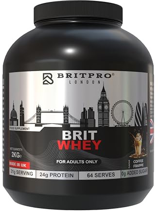 BRITPRO - BRIT Whey, 2kg - Coffee Frappe Flavour - 24g Protein, No Added Sugar, No Additives - Whey Protein Concentrate - Lean Muscle, Recovery & Strength - Made in The UK