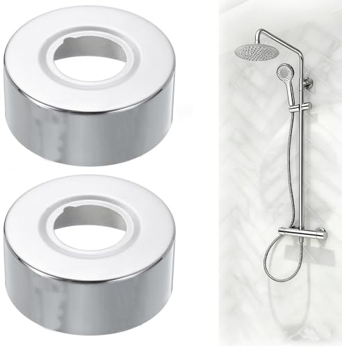 2 Stück Rosette Duscharmatur, 25mm Rohrabdeckung Edelstahl, Abdeckrosette Silber, Lackierte Oberfläche, Wasserhahn Abdeckung für Wasserleitungen, Wasserhähnen, Abflussrohren usw.