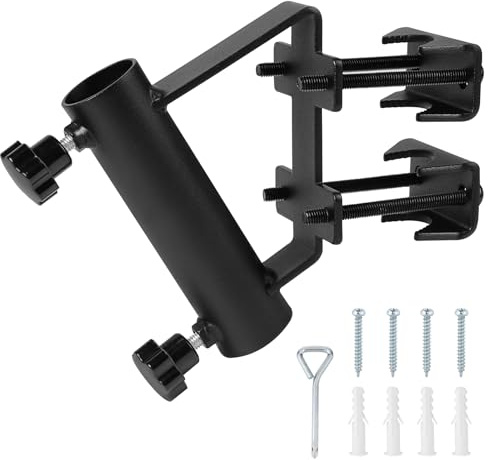 Supaway 1x Fahnenmasthalterung ⌀3cm Halterung Fahnenmast, Fahnenmasthalter | zur Wandmontage, Horizontale & Vertikale Geländer-Installation, Flag Pole Holder für Balkongeländer, LKW(12x12x3cm, Schwarz)