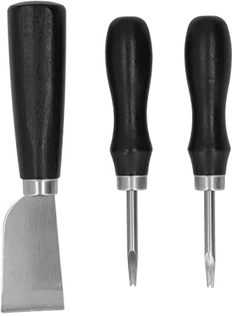 Leather Knife Set for Leathercraft, DIY Leather Cutting Tools, Skiving Knife Kit with Curved Sandalwood Handle and Incisive Steel Edges, Includes 1mm and 1.5mm Bevelers for Handbag