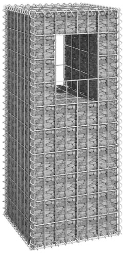 Mokuyary Colonne gabion 40 x 40 x 100 cm - Panier mural en fer - Panier à pierres - Panier à gabion pour paysage, jardin