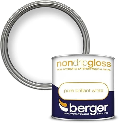 SuperGift.com Non Drip Gloss Paint Brilliant White 250ml High Gloss Finish for Wood & Metal, Smooth Easy-Apply Trim Paint for Doors, Skirting & DIY Touch-Ups