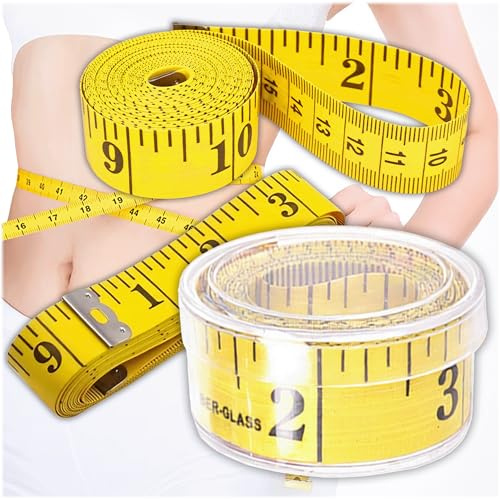KRUMAD Maßband Körper, Schneidermaßband, Körpermaßband, Messband, Bandmaß | 150 cm, 2 in 1, Flexibles, für Umfangmessung, Doppelseitig, Konturangepasst, Präzise Skala, Vielseitige, Gelb