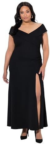 Ulla Popken Damen große Größen Übergrößen Plus Size Maxi-Carmenkleid schwarz 52 849985100-52