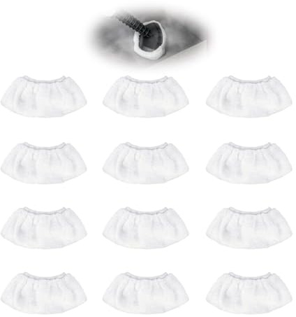 12PCS Bonnettes de Nettoyage en Microfibre, Lingettes Compatibles avec la Plupart des Nettoyeurs Vapeur, Lavables, Réutilisables et Accessoires de Nettoyage Sols Bois, Carrelage, Marbre, Granit