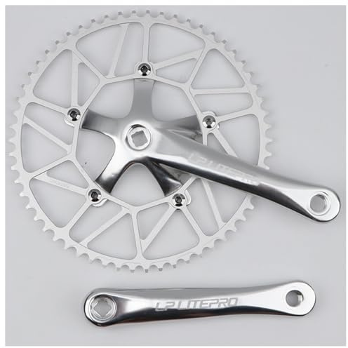 SXSHEYS Guarnitura per Bicicletta Pieghevole, monocorona, Disco, 50T 52T 54T 56T, spaziatura BCD 130, pedivelle a Perno Quadro da 170 mm, 5 Clip Integrate, Lega di Alluminio (Colore: argen