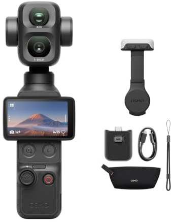DJI Osmo Pocket 4 Pro Gimbal Camera Portatile Stabilizzata Doppia Lente | Ideale per vlog, viaggi e ritratti. Riprese 4K, ottiche grandangolo e teleobiettivo per contenuti cinematografici