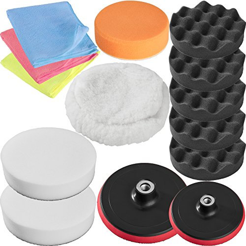 tectake® 14 teiliges Polierset Polierschwamm Set für Poliermaschine Schwamm Auto polieren