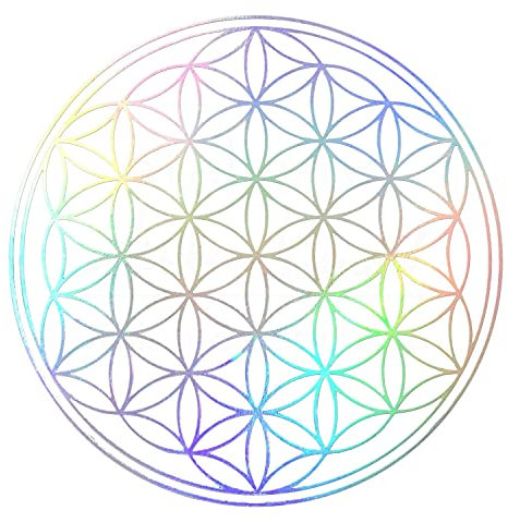 atalantes spirit Blume des Lebens Aufkleber SetMix 12 Stück: 3cm + 5cm - je 2 x gold + 2 x silber + 2 x Hologramm mit Schutzlack - Folie transparent