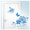 Grandora Wandtattoo Türaufkleber Toilette + Hibiskus & Schmetterling I rot (BxH) 16 x 16 cm I WC Bad Sticker Aufkleber Wandaufkleber Wandsticker W798