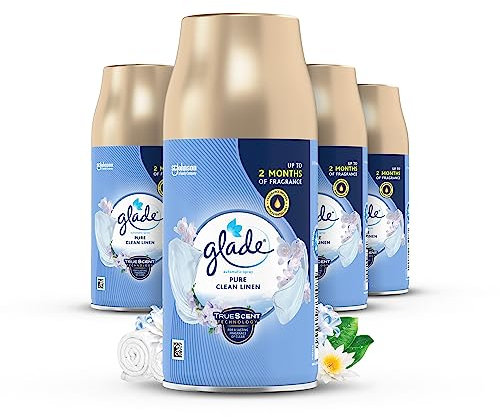 Glade Automatic Air Freshener Refills, Room Spray & Odour Eliminator, Clean Linen, Pack of 4 (4 x 269ml)