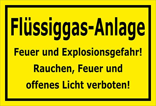 Melis-Folienwerkstatt Schild Flüssiggas-Anlage - Feuer Explosionsgefahr – 15x10 cm – 3mm Aluverbund – mehrere Größen/Materialien