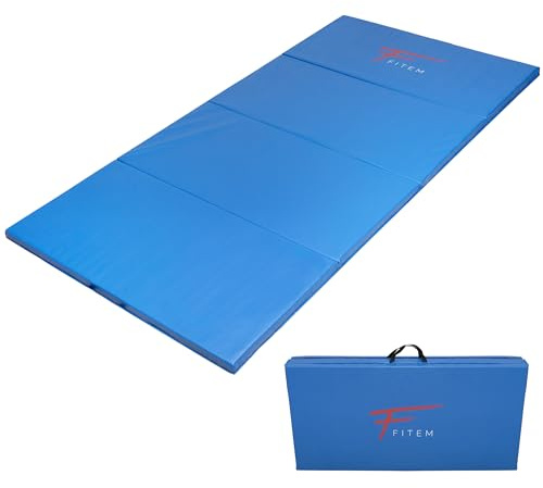 FITEM Tapis de Sol Pliable Épais Haute Gamme | 240 x 120 x 4 cm ou 180 x 60 x 4 cm, Poignées de Transport, Gym, Yoga, MMA, Sport, Gymnastique, Fitness, Pilates, Musculation