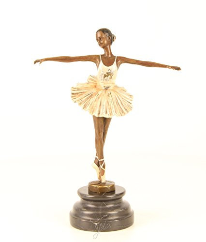 clever-deko Bronze Ballerin Tänzerin Mehrfarbig Jugendstil Gründerzeit Repro Skulptur Statue Bronzefigur Figur