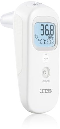 CITIZEN CTD711 Stirn- und Ohr-Digitalthermometer für Erwachsene, Kinder und Babys. 4 Messarten. Ohr-, Stirn- und Oberflächentemperaturen. Sehr schnelle Messung – nur 1 Sekunde. 9 Speicherplätze