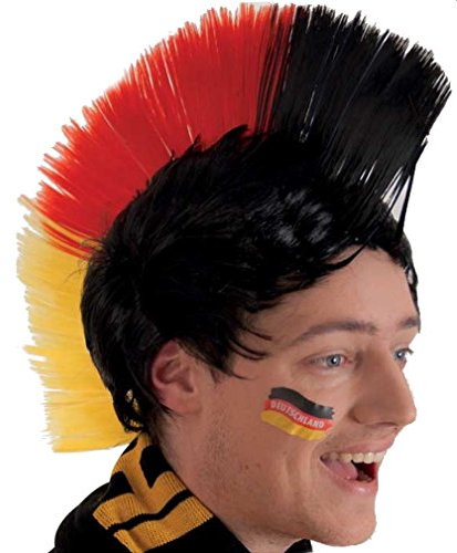 KarnevalsTeufel Perücke Irokese Fan Deutschland Fanartikel schwarz-rot-Gold Polyester Einheitsgröße