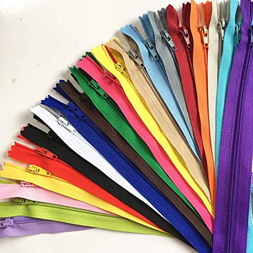 WKXFJJWZC 100 Stück 20,3 cm große Reißverschlüsse zum Nähen und Basteln mit Nylon-Spule, bunte Reißverschlüsse für Näharbeiten, 20 Farben