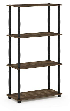 Furinno Turn-N-Tube Scaffale Multifunzione con Ripiani, Legno ingegnerizzato, Noce Columbia (Columbia Walnut/Black), Taglia Unica