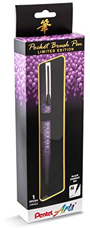 Pentel Arts Limited Edition Pocket Brush, Inking Brush Pen, Wisteria Wrap (GFKP3J1BPA)