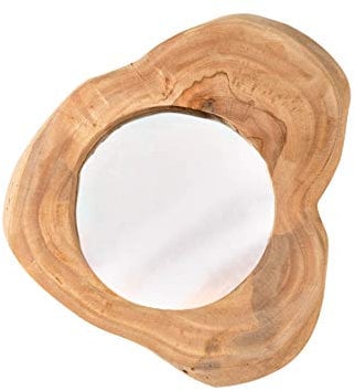 invicta INTERIOR Handgearbeiteter Spiegel Reflect 31cm Natur Teakholz Wandspiegel Badspiegel aus Massivholz