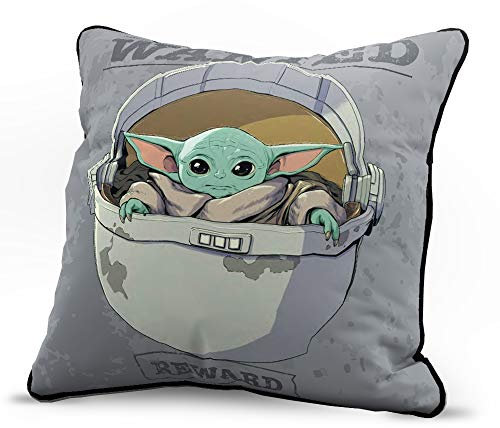 Jay Franco Star Wars The Mandalorian Wanted Reward dekorativer Kissenbezug – Kissenbezug mit dem Kind Baby Yoda – superweiche Bettwäsche für Kinder (offizielles Star Wars Produkt)