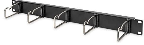 DIGITUS Kabel-Rangierpanel - 1HE - 5 Führungsbügel 40 x 75 mm - 19-Zoll - Für Netzwerkschränke & Netzwerkkabel - Schwarz