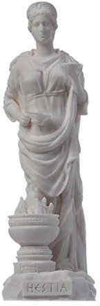 BeautifulGreekStatues Hestia Statue Göttin des Herds, Heimfamilie und der Staatsstatue, 17 cm Weiß mit Farbakzenten Alabaster Statue
