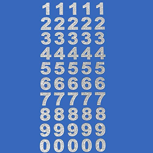 15mm Bold Silver Glitter Number Stickers - Self Adhesive Birthday Card Embellishments