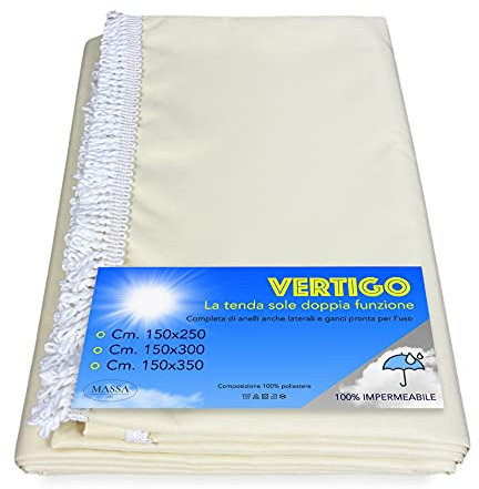 TENDA SOLE VERTIGO da esterno GIARDINO balcone PANNA UNITO impermeabile e idrorepellente - Cm. 150 x 250