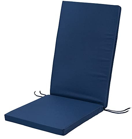 SOFTILLO Waterproof High Back Chair Cushion With Ties 120x45x4cm | Indoors/Outdoors Patio Seat Pad Cushion For Garden Chairs, Loungers, Recliner, Relaxer | Water-Resistant Material |Dark Blue
