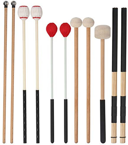 Drum Sticks Set, 11-teilige Klassische Holz-Snare-Drumsticks mit Tragetasche Wood Drum Sticks Percussion-Stimmhammer-Instrumententraining-Zubehör für Anfänger