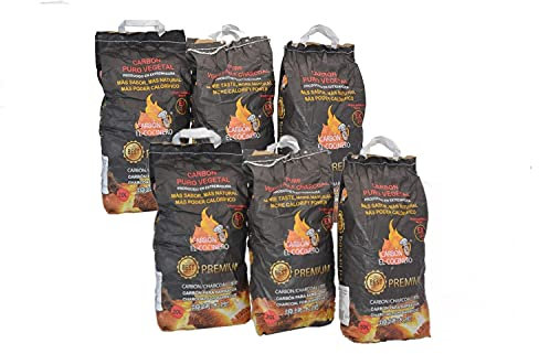 Carbón Puro Vegetal Premium 6 Bolsas de 20 litros o 3 kg und. para barbacoas y cocinas