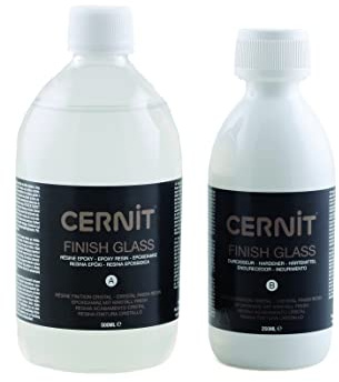 CERNIT CE3060750K01C - Set FINISH GLASS (Flakon Harz 500ml + Flakon Härter 250ml), sehr hart und Kristalloptik, schützend und widerstandfähig, für die Malerei, DIY- und Bastelprojekte, 1 Set