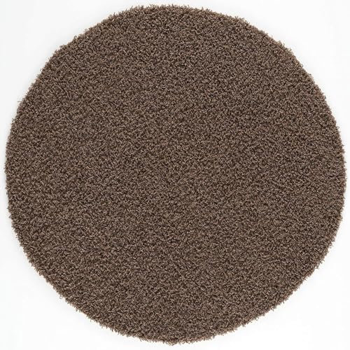 Muratap Teppich Wohnzimmer Modern - Loca Shaggy - Hochflor Teppich Weich und Warm Schmutzabweisend und Pflegeleicht Wohnzimmerteppich - Große: 80 cm - Rund - Farbe: Braun