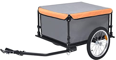 vidaXL Fahrrad-Lastenanhänger Grau und Orange 65 kg