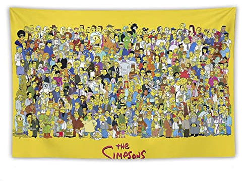 The Simpsons All Characters Collection American Anime Poster Kunst Tapisserie Polyester Malerei Dekor Wanddruck Fotogeschenke Zuhause Modern Dekorative Wandteppiche 101,6 x 152,4 cm