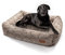 HS-Hundebett® Kuschelbett Deluxe Exklusiv S (60x75 cm) – Orthopädisches Hundebett mit Memory Foam & Anti-Rutsch – Waschbar – Sand – Made in DE