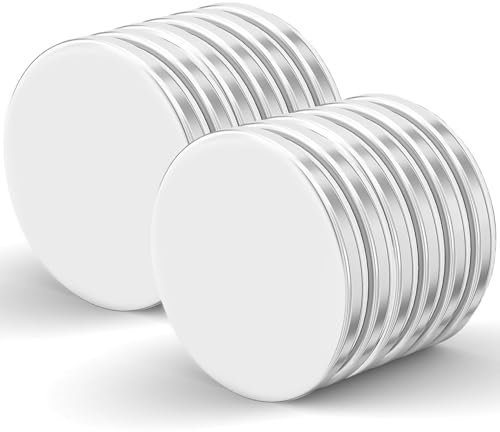 Realth Neodym Magnete, 20 mm x 2 mm, 12 Stück, Silber, Rund, für Kühlschrank, Büro, Wissenschaftsprojekt, Bauen und Basteln