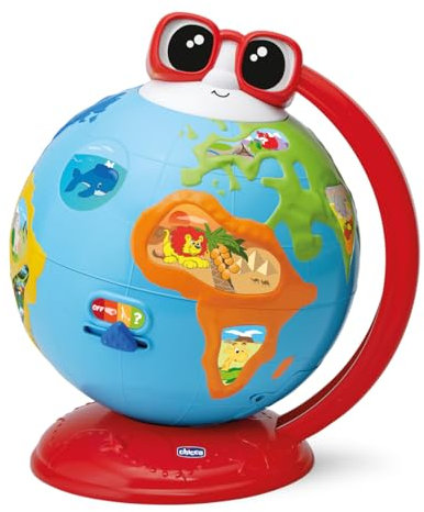 Chicco Edu Globe, Pädagogischer Deutsch-Sprechender Globus, zum Lernen von Geografie, Musik, Wissenswertem, Flora, Fauna und so weiter, 300+ Sätze, Rätsel und Lieder, Montessori-Methode