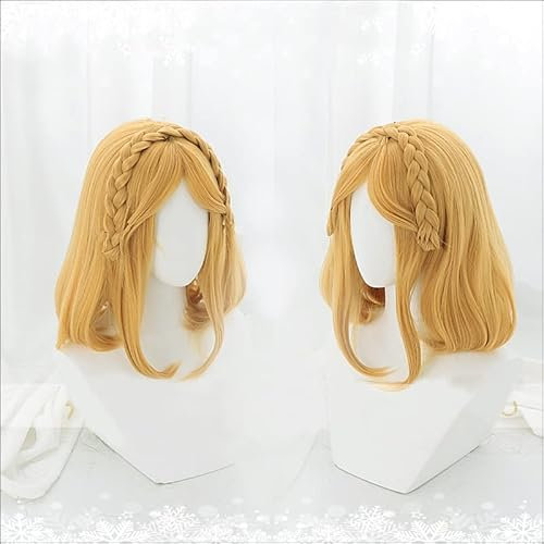 Breath of the Wild Princess Zelda Cosplay Perücke Braid The Legend of Zelda Kurz Glatt Kunsthaar Halloween Rollenspiel