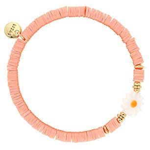Lizas Schmuckarmband rosa Armband Perlenarmband verschiedene Modelle (aprikot mit weißer Blume)