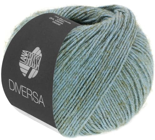 LANA GROSSA Diversa | Leichtes Baumwoll-Mischgarn mit zartem Melange-Effekt | Handstrickgarn aus 74% Baumwolle & 26% Viskose | 50g Wolle zum Stricken & Häkeln | 210m Garn FB 8