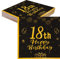 TOPWAYS 18 Anni Compleanno Decorazioni Tovaglioli, 40 pezzi Oro Nero Tovaglioli di Carta per Festa di decorazioni Compleanno 18 anni Ragazzo Ragazza (18 anni)