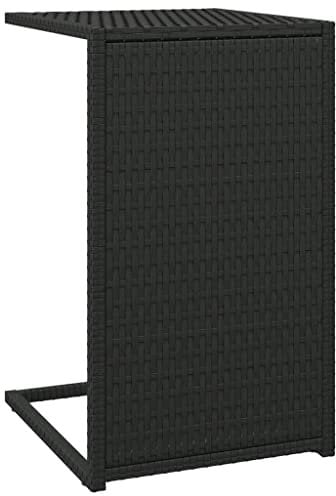 vidaXL C Tisch, Couchtisch in C Form, C förmiger Beistelltisch für Garten Terrasse, Gartentisch Sofatisch mit Stahlrahmen, Schwarz Poly Rattan